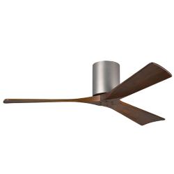 52" Matthews Irene Three Brushed Nickel/Walnut Hugger Fan with Remote