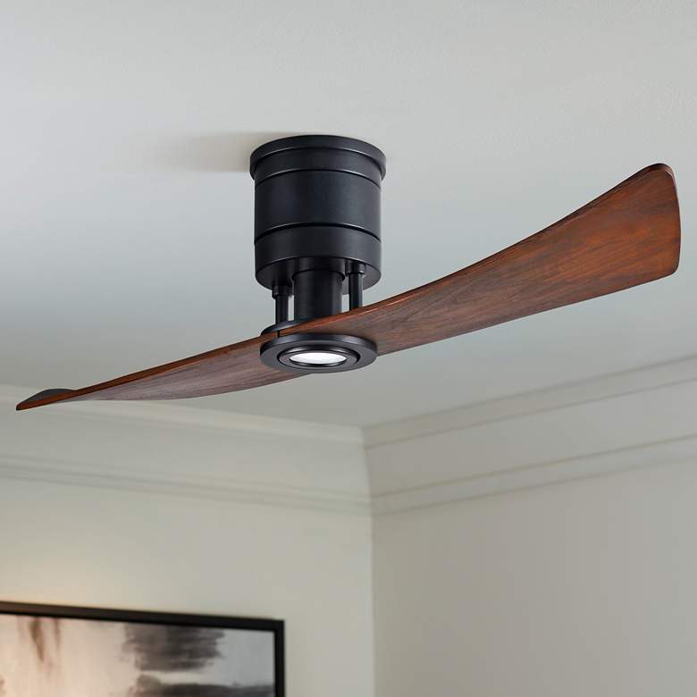 Image 1 52" Matthews Lindsay Black Walnut LED Damp Ceiling Fan with Remote
