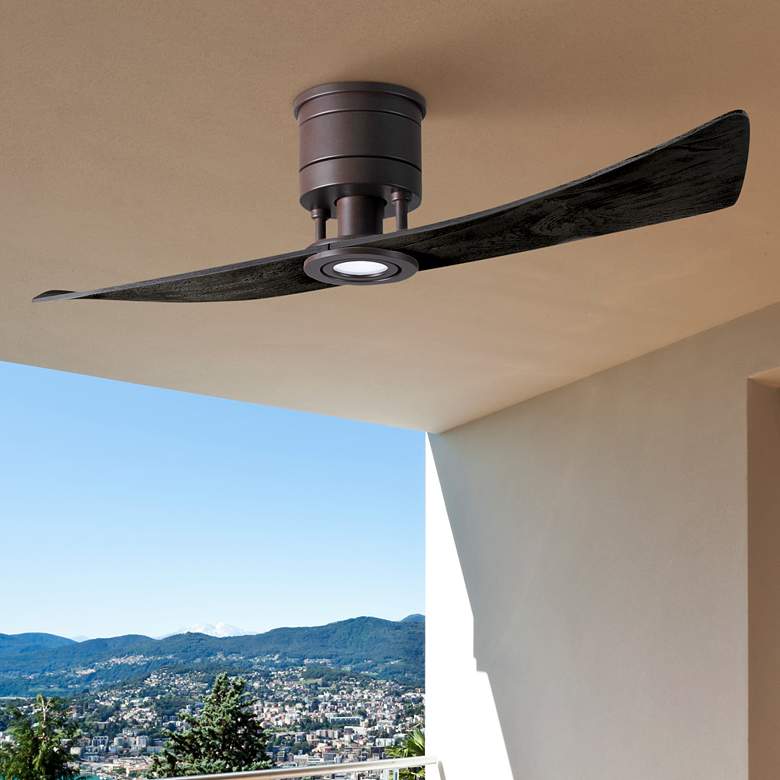 Image 1 52 inch Matthews Lindsay Bronze Black LED Damp Ceiling Fan with Remote