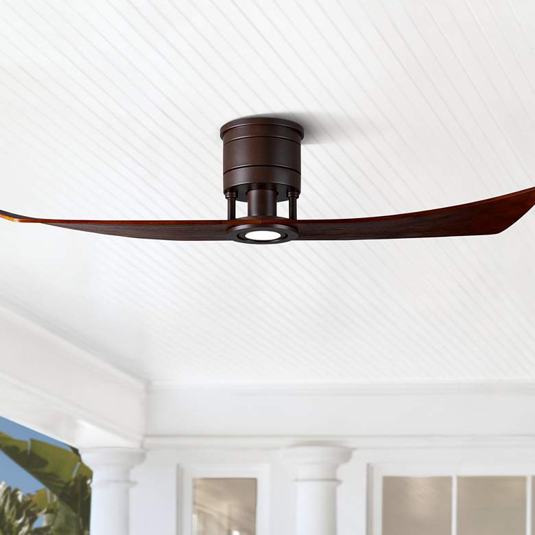 52&quot; Matthews Lindsay Bronze Walnut LED Damp Ceiling Fan with Remote