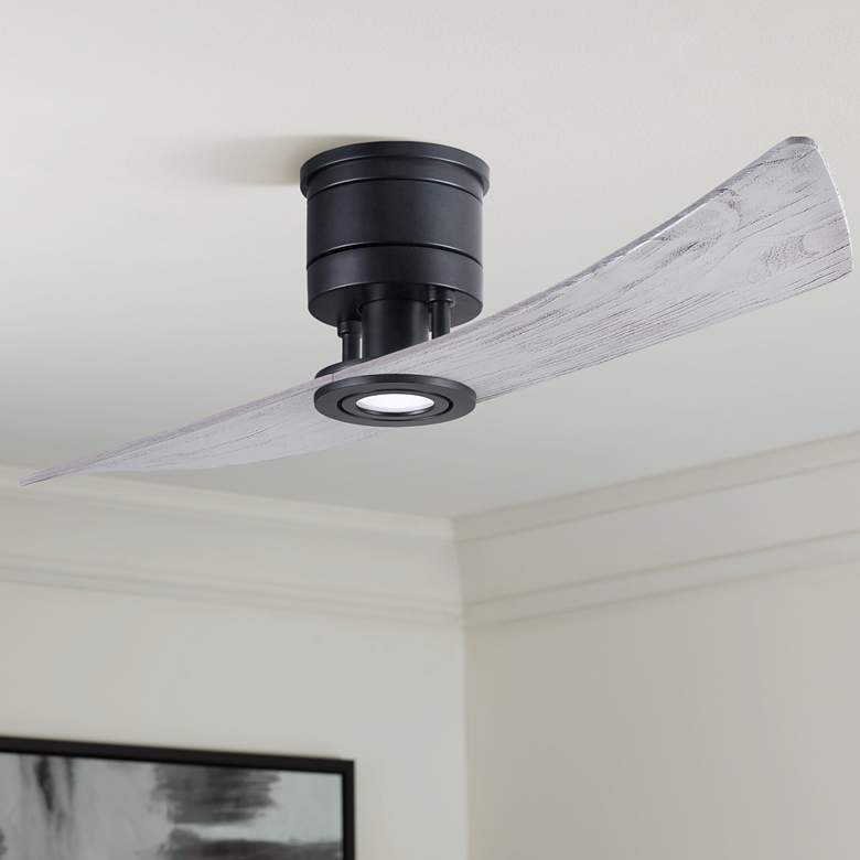 Image 1 52" Matthews Lindsay Matte Black Barn Wood LED Ceiling Fan