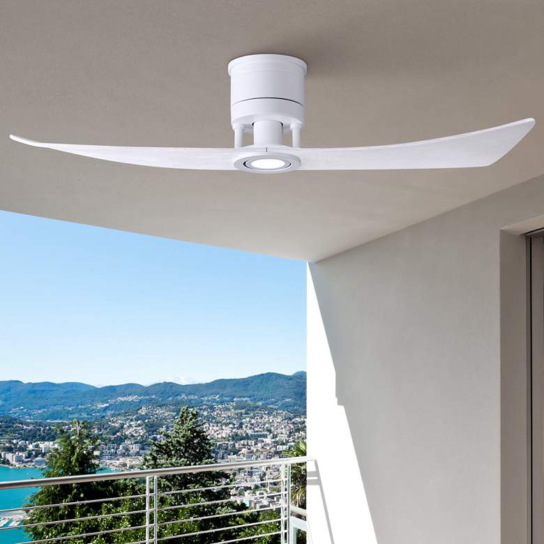 Image 1 52" Matthews Lindsay Matte White LED Damp Ceiling Fan with Remote