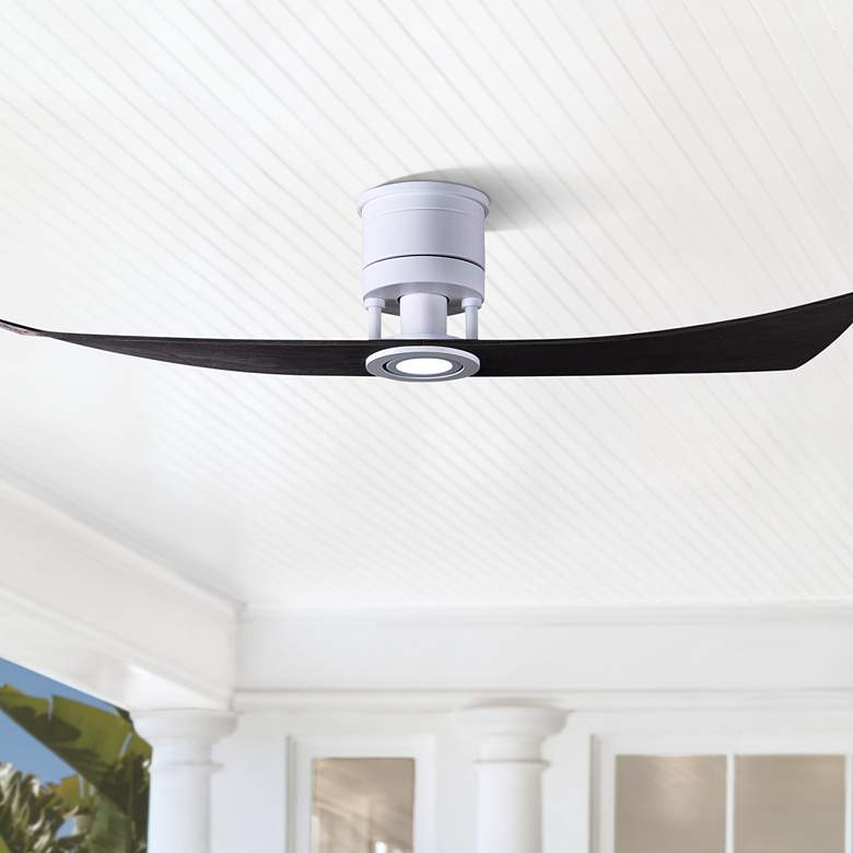 Image 1 52" Matthews Lindsay White and Black LED Damp Ceiling Fan with Remote