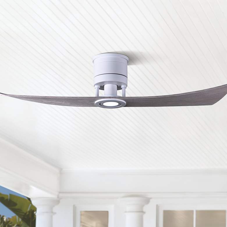 Image 1 52 inch Matthews Lindsay White Barnwood LED Damp Ceiling Fan with Remote