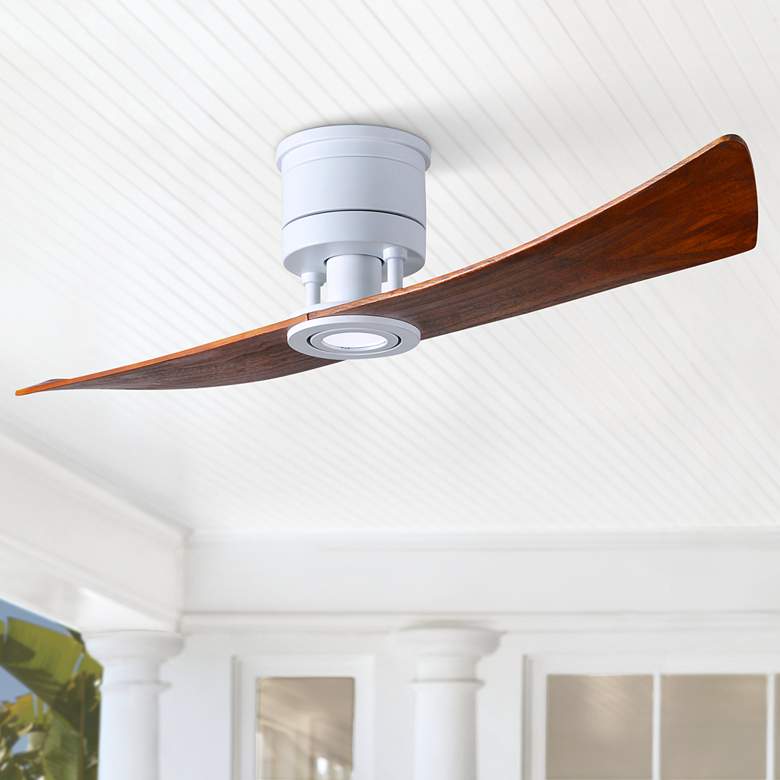 Image 1 52 inch Matthews Lindsay White Walnut LED Damp Ceiling Fan with Remote
