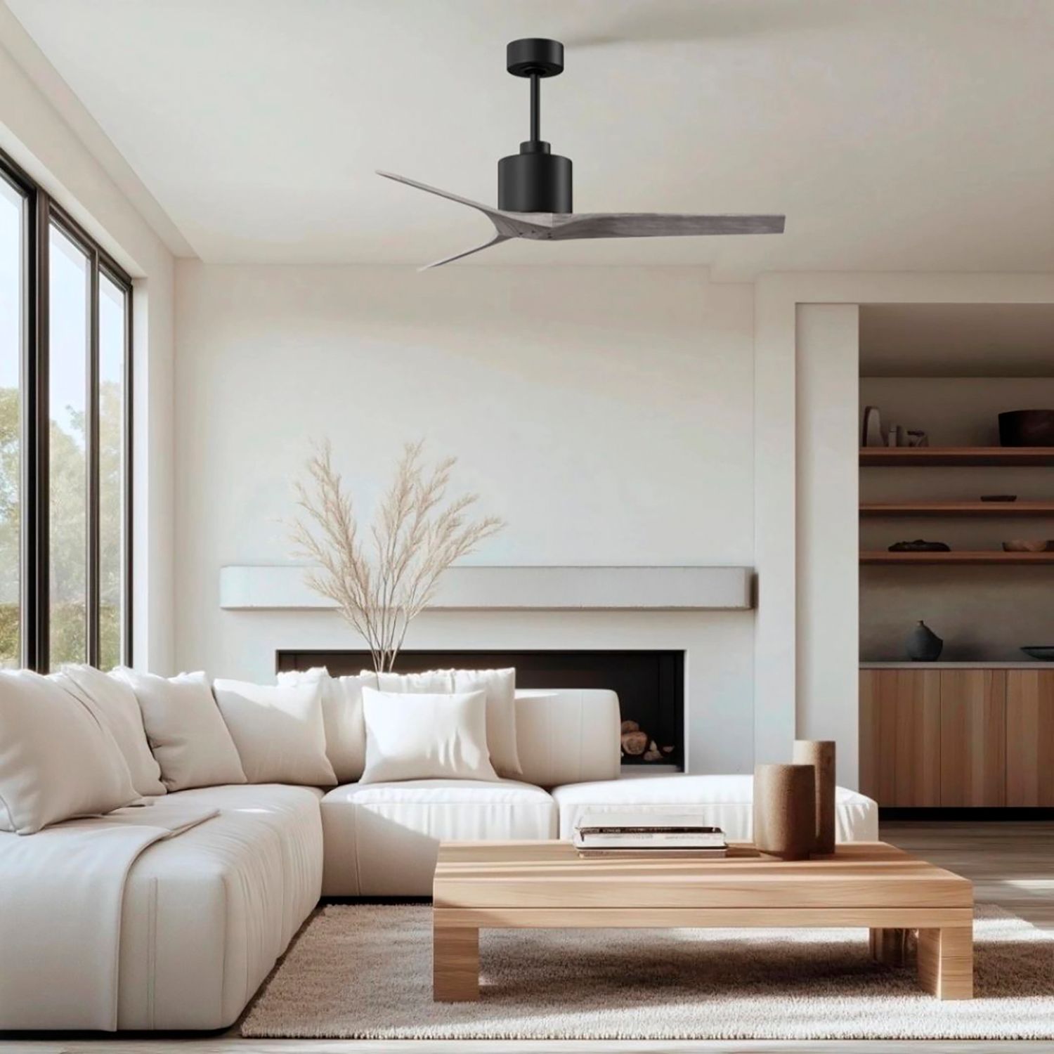 Image 5 52" Matthews Mollywood Matte Black Barnwood Damp Rated Fan with Remote more views