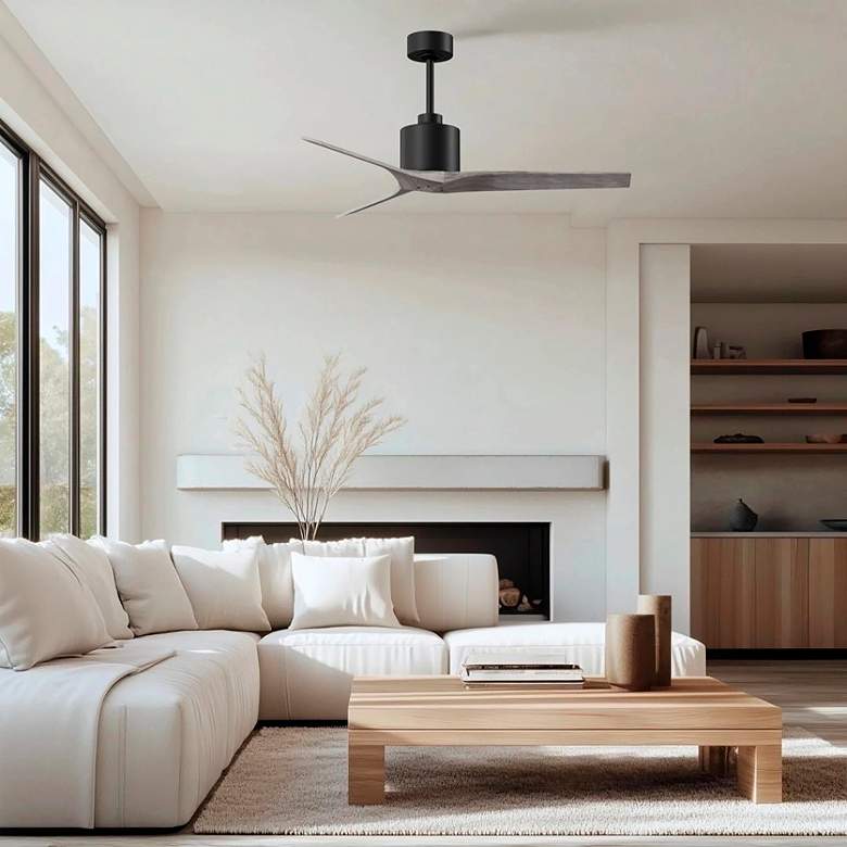 Image 5 52" Matthews Mollywood Matte Black Barnwood Damp Rated Fan with Remote more views