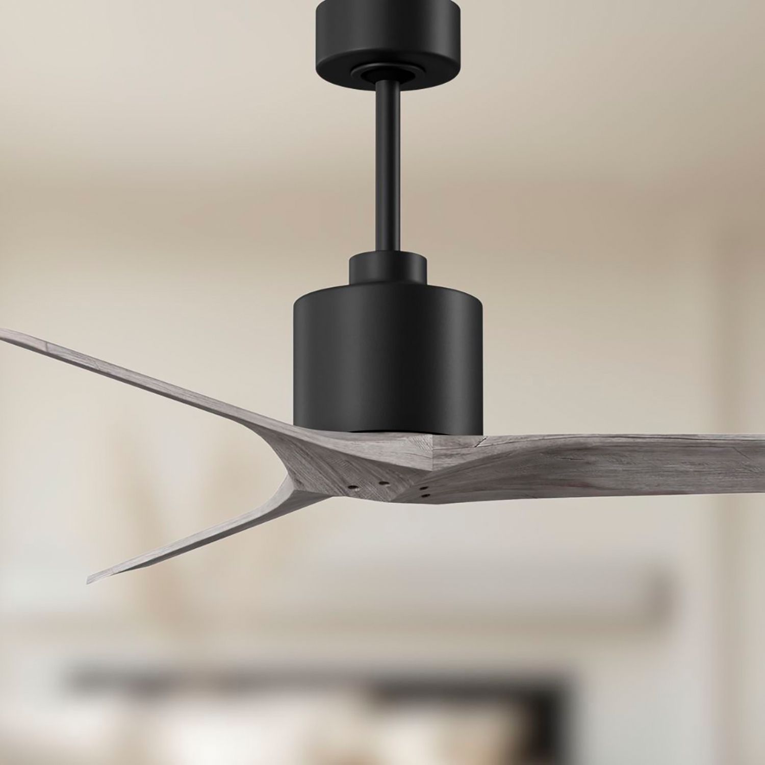 Image 6 52" Matthews Mollywood Matte Black Barnwood Damp Rated Fan with Remote more views