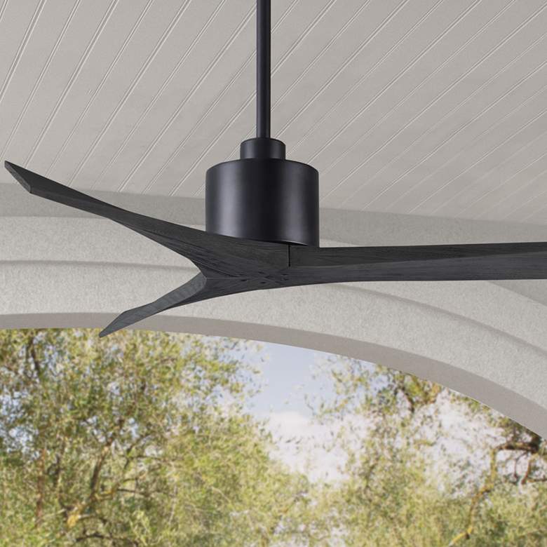 Image 1 52 inch Matthews Mollywood Matte Black Outdoor Ceiling Fan with Remote