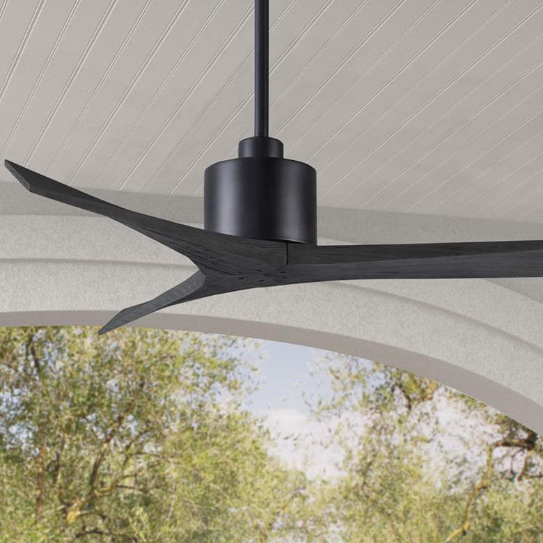 Image 1 52" Matthews Mollywood Matte Black Outdoor Ceiling Fan with Remote