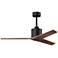 52" Matthews Mollywood Matte Black Walnut Damp Ceiling Fan with Remote