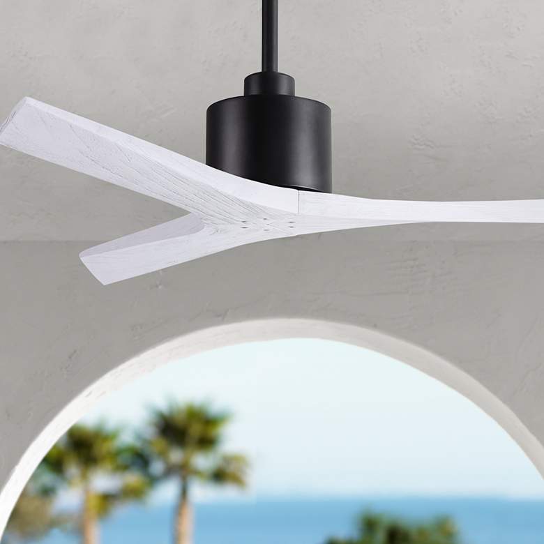 Image 1 52" Matthews Mollywood Matte Black White Damp Rated Fan with Remote