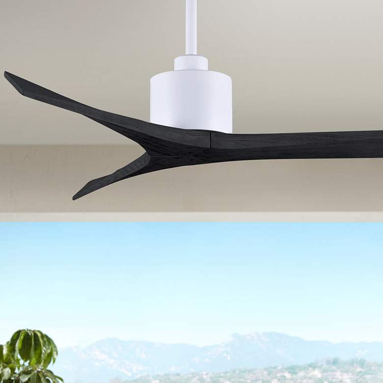 Image 1 52" Matthews Mollywood Matte White Black Damp Rated Fan with Remote