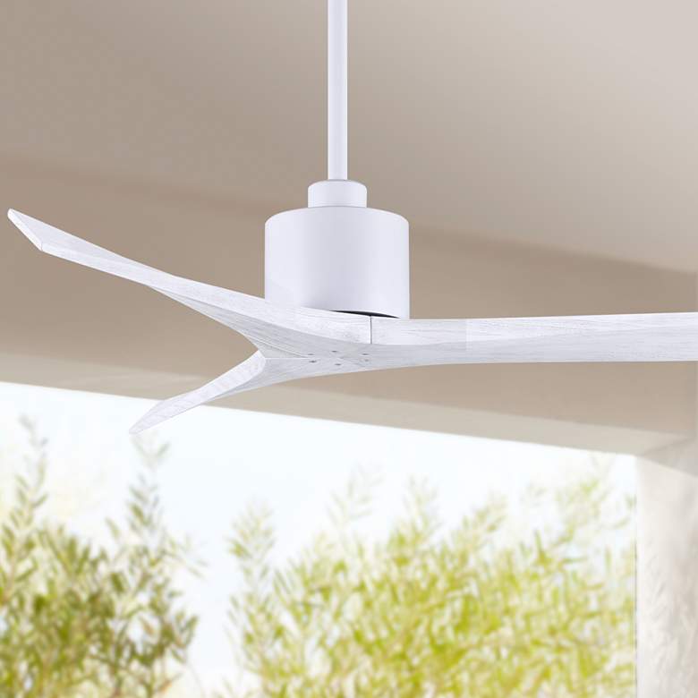 Image 1 52 inch Matthews Mollywood Matte White Outdoor Ceiling Fan with Remote