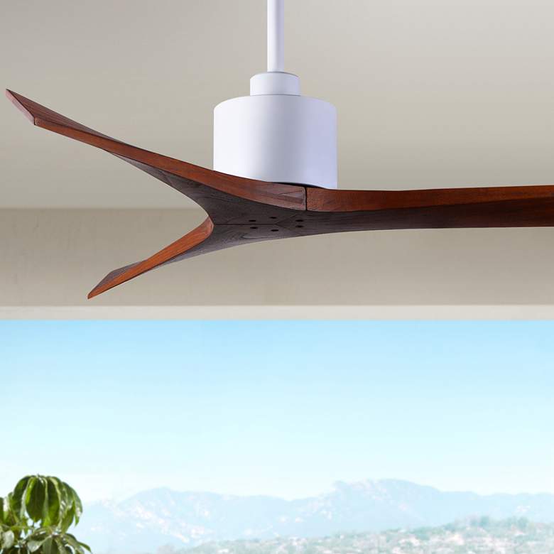 Image 1 52" Matthews Mollywood Matte White Walnut Damp Rated Fan with Remote