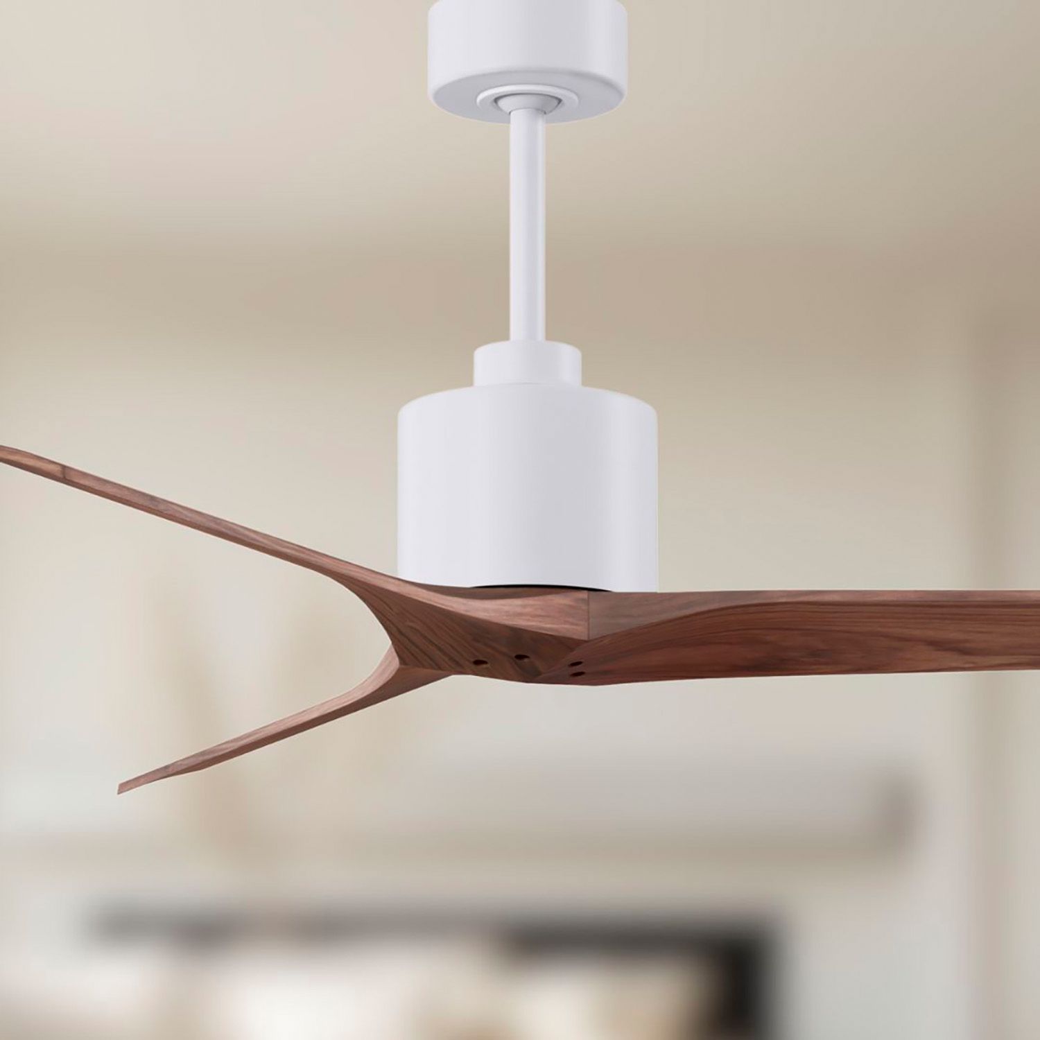 Image 5 52" Matthews Mollywood Matte White Walnut Damp Rated Fan with Remote more views