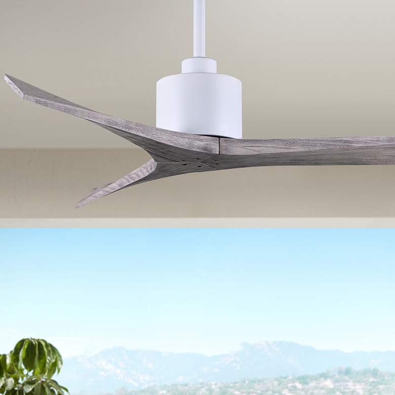 Image 1 52" Matthews Mollywood White Barnwood Damp Ceiling Fan with Remote