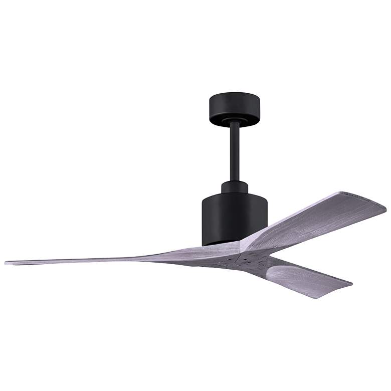 Image 1 52 inch Matthews Nan Black and Barnwood Outdoor Ceiling Fan with Remote