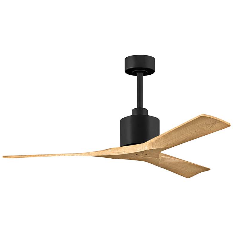 Image 1 52 inch Matthews Nan Black and Maple Outdoor Ceiling Fan with Remote