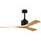52" Matthews Nan Black and Maple Outdoor Ceiling Fan with Remote