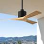 52" Matthews Nan Black and Maple Outdoor Ceiling Fan with Remote