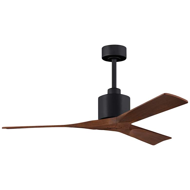 Image 1 52" Matthews Nan Black and Walnut Outdoor Ceiling Fan with Remote