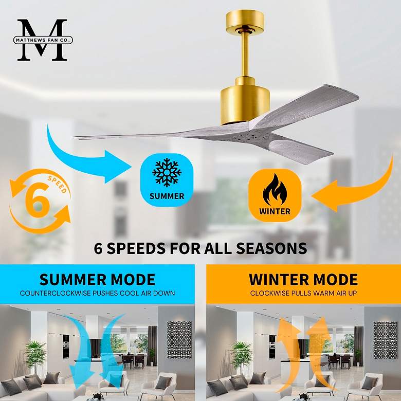 Image 6 52" Matthews Nan Brass and Barnwood Outdoor Ceiling Fan with Remote more views