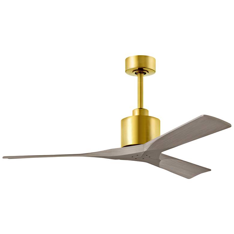 Image 1 52" Matthews Nan Brass and Gray Ash Outdoor Ceiling Fan with Remote
