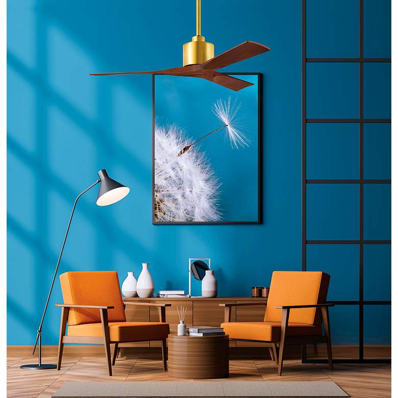 Image 2 52" Matthews Nan Brass and Walnut Outdoor Ceiling Fan with Remote more views