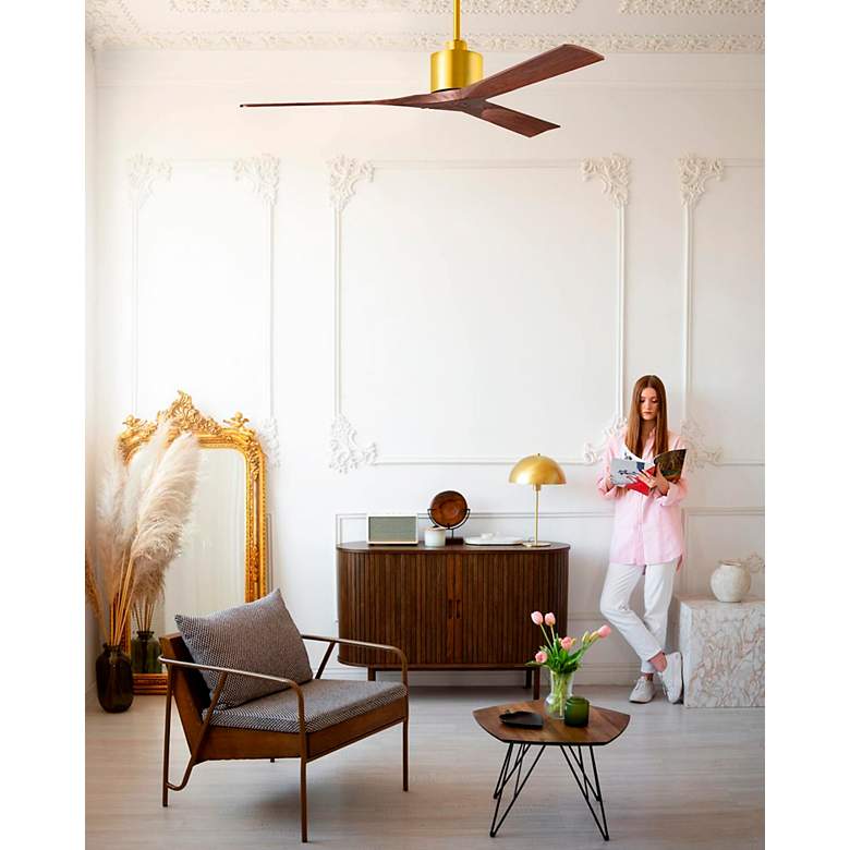 Image 3 52" Matthews Nan Brass and Walnut Outdoor Ceiling Fan with Remote more views