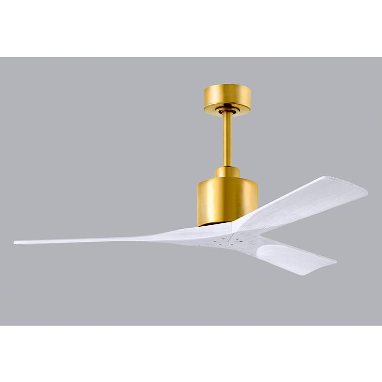Image 2 52" Matthews Nan Brass and White Outdoor Ceiling Fan with Remote more views