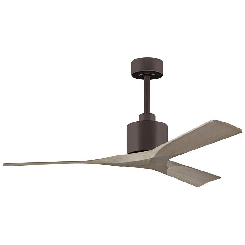 Image 1 52" Matthews Nan Bronze and Gray Ash Outdoor Ceiling Fan with Remote