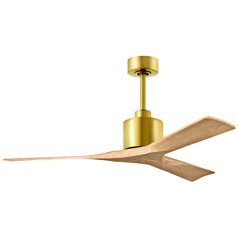 Image 1 52" Matthews Nan Damp Rated Maple and Brass Ceiling Fan with Remote
