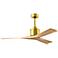 52" Matthews Nan Damp Rated Maple and Brass Ceiling Fan with Remote