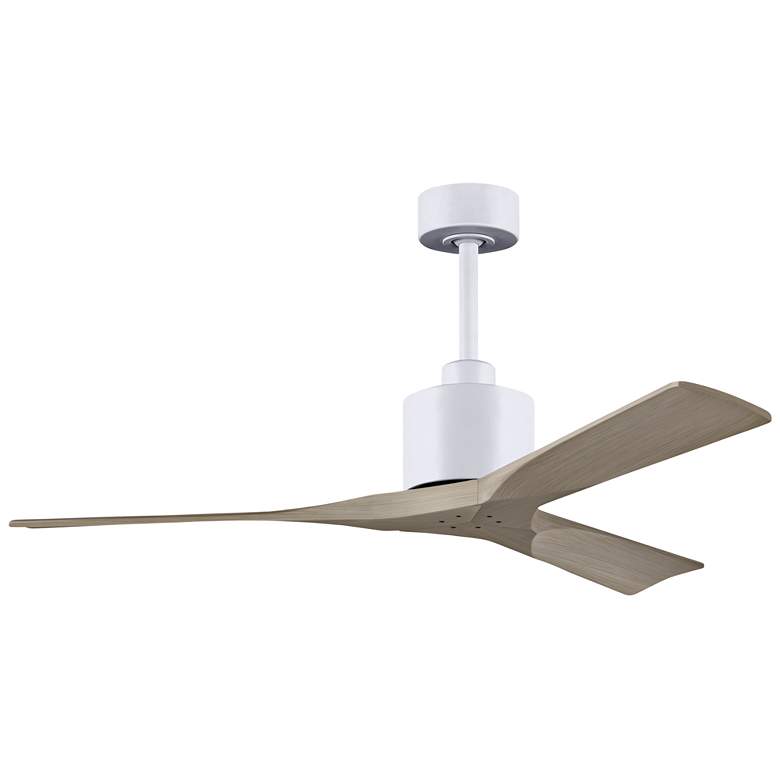 Image 1 52 inch Matthews Nan White and Gray Ash Outdoor Ceiling Fan with Remote