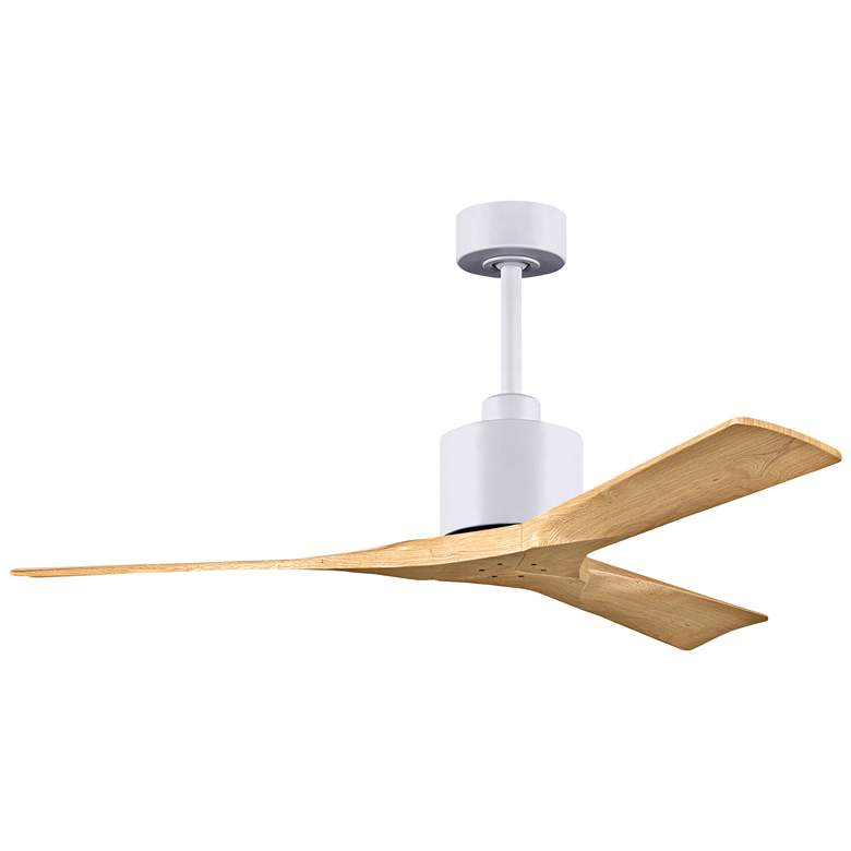 Image 1 52 inch Matthews Nan White and Maple Outdoor Ceiling Fan with Remote
