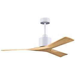 52&quot; Matthews Nan White and Maple Outdoor Ceiling Fan with Remote