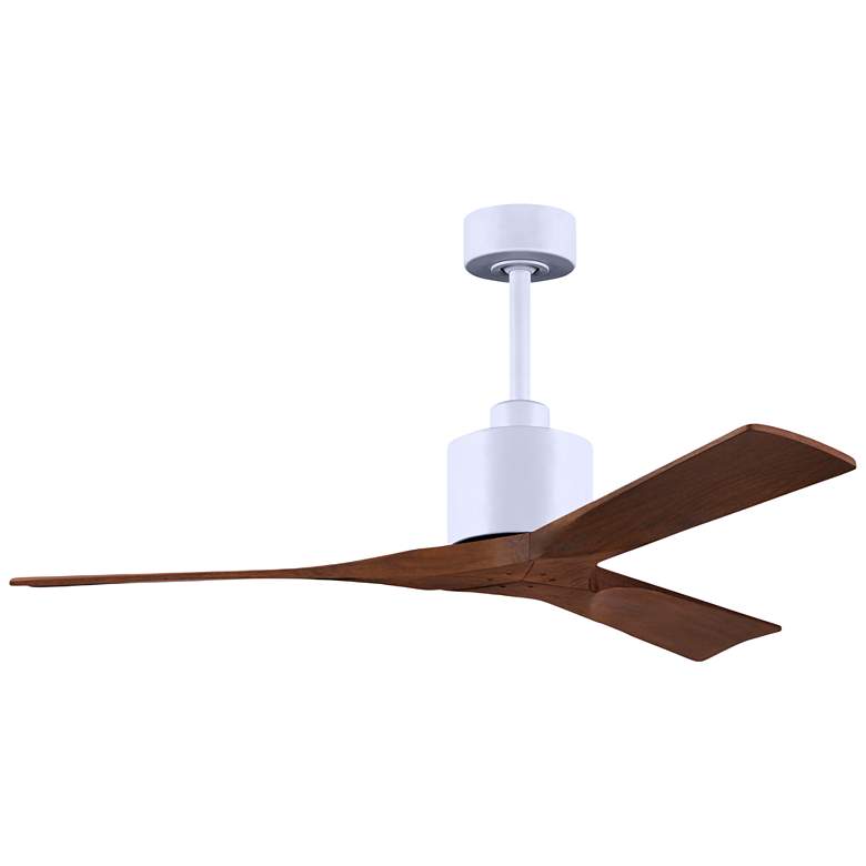 Image 1 52 inch Matthews Nan White and Walnut Outdoor Ceiling Fan with Remote