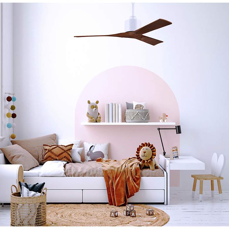 Image 3 52" Matthews Nan White and Walnut Outdoor Ceiling Fan with Remote more views