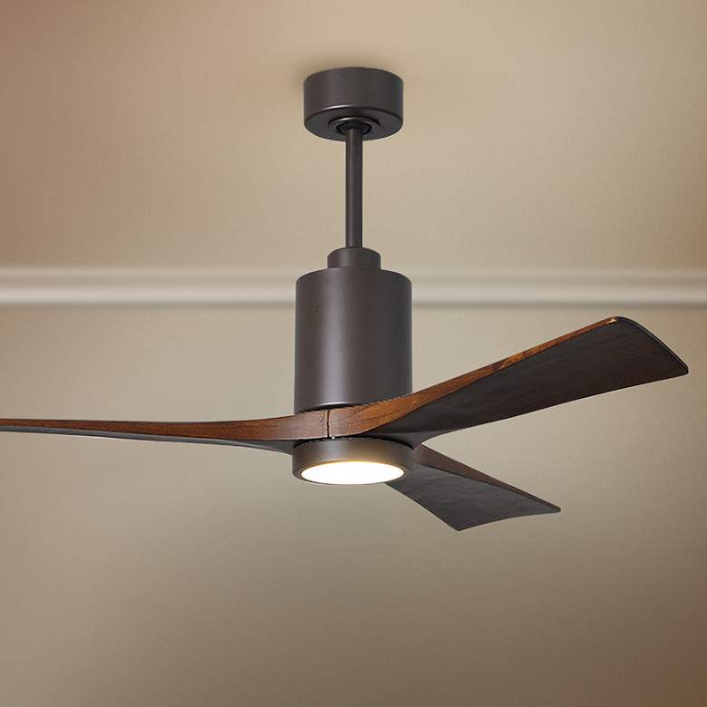 Image 1 52" Matthews Patricia-3 Bronze Walnut LED Damp Ceiling Fan with Remote