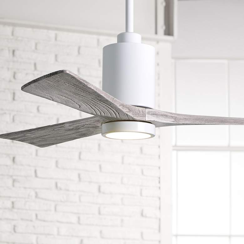 Image 1 52 inch Matthews Patricia-3 Gloss White LED Damp Ceiling Fan with Remote