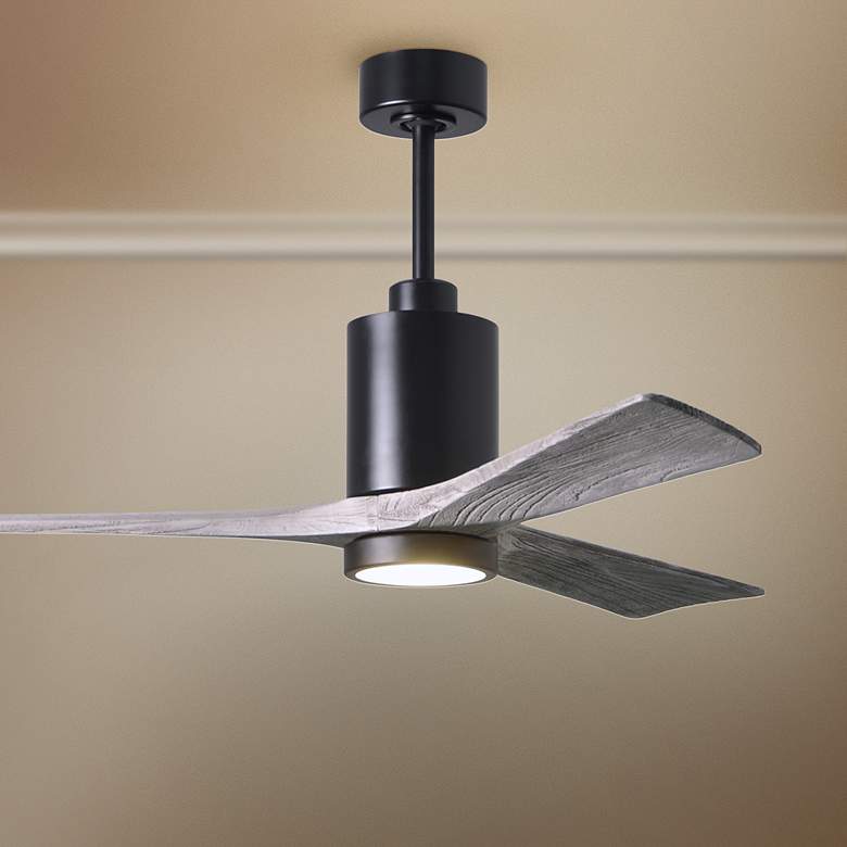 Image 1 52 inch Matthews Patricia-3 Matte Black LED Damp Ceiling Fan with Remote