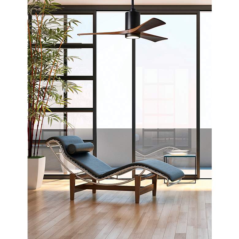 Image 2 52" Matthews Patricia-3 Matte Black Walnut Blades Ceiling Fan more views