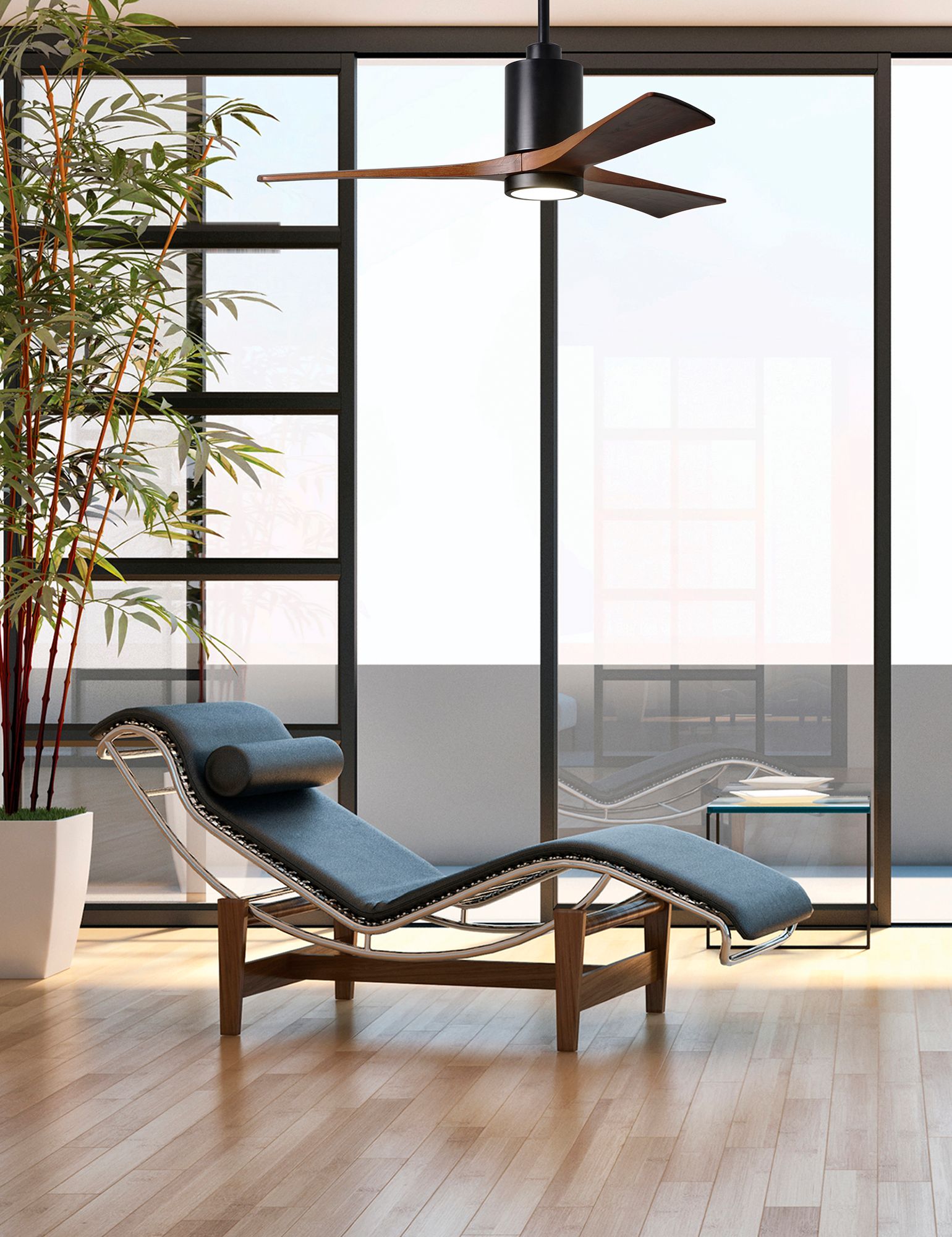 Image 3 52" Matthews Patricia-3 Matte Black Walnut Blades Ceiling Fan more views