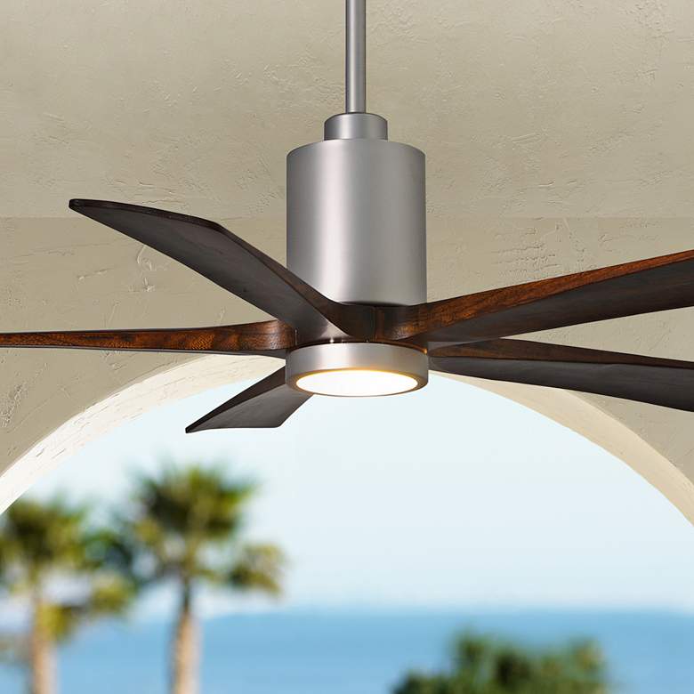 Image 1 52 inch Matthews Patricia-5 Brushed Nickel LED Damp Rated Fan with Remote