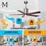 52" Matthews Patricia-5 Brushed Nickel LED Damp Rated Fan with Remote