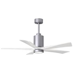 52&quot; Matthews Patricia-5 Damp Brushed Nickel and White Ceiling Fan