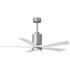 52" Matthews Patricia-5 Damp Brushed Nickel and White Ceiling Fan