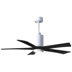 52&quot; Matthews Patricia-5 Gloss White Ceiling Fan With Matte Black Blade