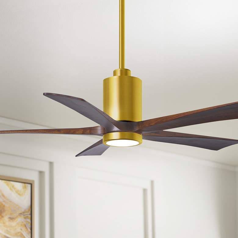 Image 1 52 inch Matthews Patricia-5 LED Brass and Walnut Five Blade Ceiling Fan